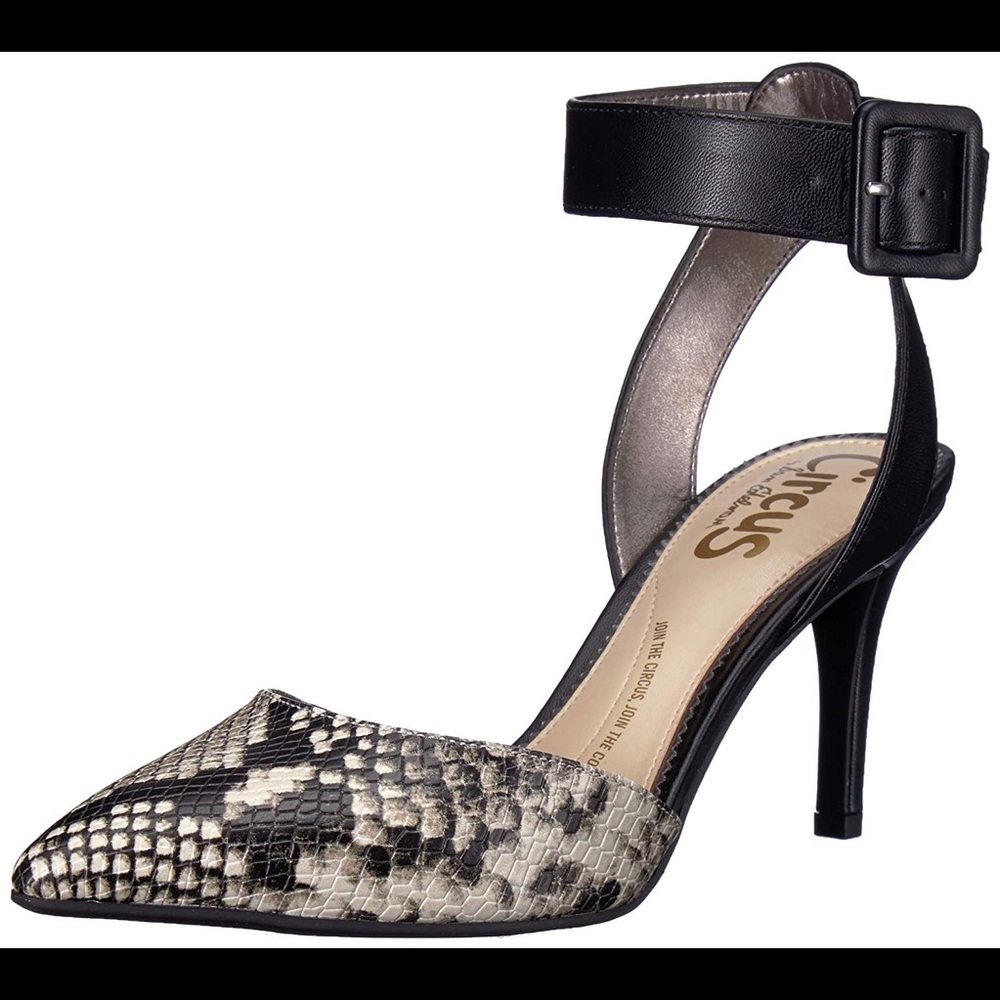 Sam Edelman Black and Snake Print Heels